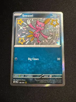 Pokemon TCG Sneasel 182/091 SV: Paldean Fates Shiny Rare Near Mint - Image 1