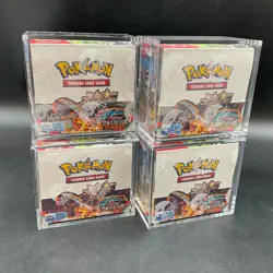 Lot of (4) Pokemon TCG Obsidian Flames Booster Boxes SEALED w/Acrylic Cases - Image 1