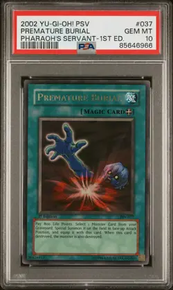 Yu-Gi-Oh! Premature Burial PSV-037 Pharaoh's Servant 1st Edition PSA 10 - Image 2