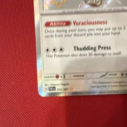 Pokemon Shiny Snorlax PAF Holo Ability Card 202/091 - Image 5