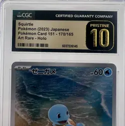 CGC Pristine 10 Squirtle 170/165 Art Rare Japanese 151 Pokemon Card - Image 3