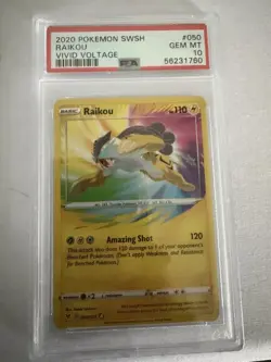 Pokemon Raikou 050/185 Swsh04 Vivid Voltage Amazing Rare Holo 2020 PSA 10 - Image 1