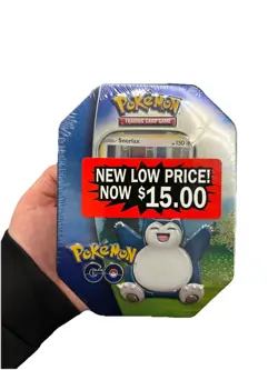 Pokemon GO 2022 Collectible SEALED Tin - SNORLAX (4 Packs, 2 Foils & Stickers) 820650850776 - Image 1