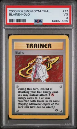 2000 POKEMON GYM CHALLENGE #17 BLAINE-HOLO PSA 3 - Image 1