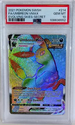 Pokemon Swsh UMBREON VMAX Evolving Skies Full Art 214/203 PSA 10 💎 GEM MINT - Image 1