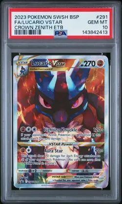 2023 POKEMON SWSH BLACK STAR PROMO #291 FULL ART/LUCARIO VSTAR PSA 10 - Image 1