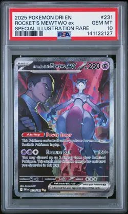 2025 POKEMON DRI EN-DESTINED RIVALS #231 TEAM ROCKET'S MEWTWO EX PSA 10 - Image 1