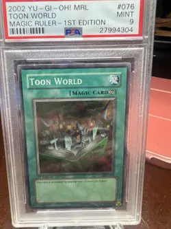 Yu-Gi-Oh! 2002 Magic Ruler 1st Edition Toon World MRL-076 PSA 9 - Image 1