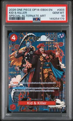 2026 ONE PIECE THE AZURE SEA'S SEVEN SPECIAL ALT ART #003 KID & KILLER PSA 10 - Image 1