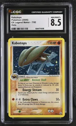 CGC 8.5 Kabutops 2006 EX Legend Maker 7/92 Holo Pokemon Card - Image 1