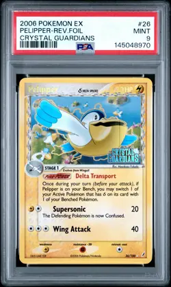 2006 POKEMON EX CRYSTAL GUARDIANS #26 PELIPPER-REVERSE FOIL PSA 9 - Image 1
