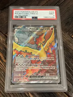 2025 Pokemon Destined Rivals DRI En Rocket's Moltres Ex Ultra Rare #208 PSA 9 - Image 1
