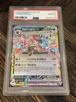 2024 Pokemon TCG Hydreigon ex 119/191 Sv08: Surging Sparks Holo PSA 10 - Image 1