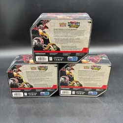 Lot of (3) Pokemon TCG Scarlet & Violet Paldean Fates Charizard ex Tins SEALED - Image 2