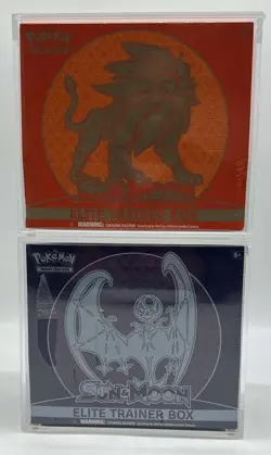Lot of (2) Pokemon TCG Sun & Moon Elite Trainer Box ARTSET w/Acrylic - Image 1