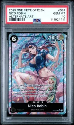 PSA 10 2025 ONE PIECE OP12 LEGACY OF THE MASTER #087 NICO ROBIN ALTERNATE ART - Image 1