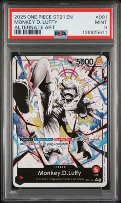 5611 Monkey D. Luffy 2025 One Piece Starter Deck 21 ST21-001 Alt Art PSA 9 - Image 1