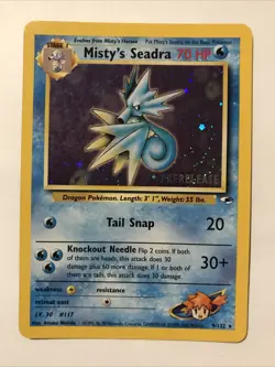 Misty's Seadra PRERELEASE Gym Heroes - Holo Rare 9/132 WOTC Card NM Pokemon TCG - Image 1
