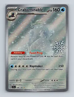 Crabominable 149 Pokemon Holiday Snowflake Stamped Illustration Rare Card NM+ - Image 1