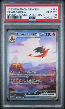 Pokemon TCG Charizard EX 199/165 Scarlet Violet 151 English Card PSA 10 GEM MINT - Image 1