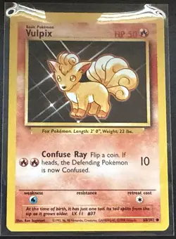 Pokemon Vulpix 68/102 Shadowless Base Set 1999 WOTC NM Vintage TCG Card - Image 1