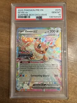 2025 POKEMON PRE EN-PRISMATIC EVOLUTIONS SURPRISE BOX EXCLUSIVE EEVEE EX PSA 10 - Image 1