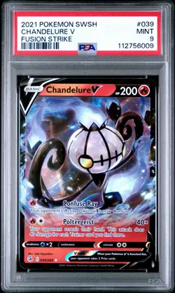 2021 Pokemon Sword & Shield Fusion Strike #039 Chandelure V PSA 9 Mint - Image 1