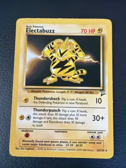 POKEMON ELECTABUZZ 24/130 RARE BASE SET 2 HP CARD - Image 1