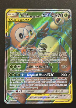 Pokemon Rowlet & Alolan Exeggutor GX 214/236 Ultra Rare Full Art Holo Tag Team - Image 1