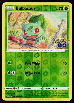 Bulbasaur 001/078 Pokemon GO Reverse Holo Lightly played - Image 1