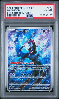 2024 POKEMON SFA EN-SHROUDED FABLE ILLUSTRATION RARE #072 MUNKIDORI PSA 8 - Image 1