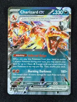 2023 Pokemon CHARIZARD EX #125/197 Obsidian Flames Double Rare English - Image 1