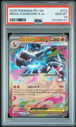 2025 POKEMON PFL EN-PHANTASMAL FLAMES #013 MEGA CHARIZARD X EX PSA 10 - Image 1
