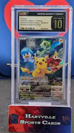 Pokemon Chinese Scarlet Violet Pre-order Promo Pikachu 001/SV-P CGC 10 Pristine - Image 1