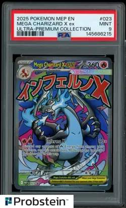 2025 Pokemon TCG MEP EN UPC #023 Mega Charizard X ex PSA 9 MINT - Image 1