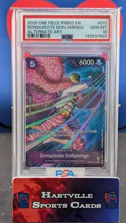 2025 ONE PIECE PRB02-ALTERNATE ART #011 DONQUIXOTE DOFLAMINGO PSA 10 - Image 1