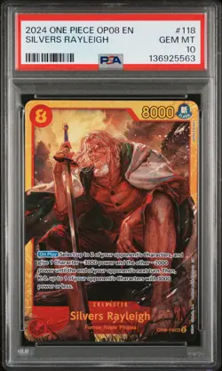 5563 Silvers Rayleigh 2024 One Piece Two Legends #OP08-118 Secret Rare PSA 10 - Image 1