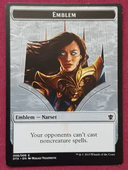 Magic The Gathering DRAGONS OF TARKIR NARSET TRANSCENDENT EMBLEM token card MTG - Image 1