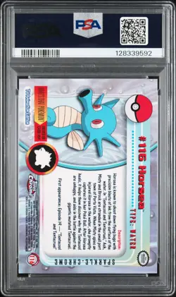 PSA 9 Sparkle Horsea Pokemon T.V. 2000 Topps Chrome Card #116 Mint Pop 5! - Image 2