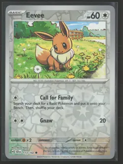 Eevee Common SV07: Stellar Crown 113/142 NM Pokemon Card Reverse Holo - Image 1