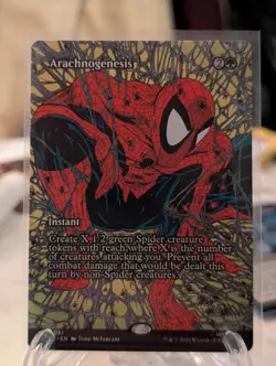 Magic: The Gathering Arachnogenesis Spider-Man Borderless Mythic Marvel 2023 - Image 1