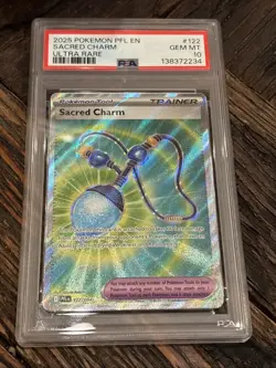 2025 POKEMON PFL EN-PHANTASMAL FLAMES ULTRA RARE #122 SACRED CHARM PSA 10 - Image 1