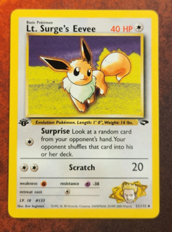 Pokemon TCG LT. Surge's Eevee 1st Edition 51/132 Gym Challenge Uncommon NM - Image 1