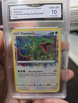 2020 POKEMON SWSH RAYQUAZA 138/185 VIVID VOLTAGE AMAZING RARE GMA 10 GEM MT - Image 1