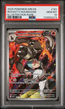 2025 POKEMON DRI EN-DESTINED RIVALS #191 TEAM ROCKET'S HOUNDOOM PSA 10 - Image 1