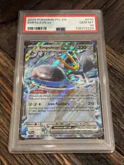 2025 POKEMON PFL EN-PHANTASMAL FLAMES #070 EMPOLEON EX PSA 10 - Image 1