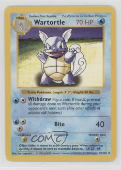 Wartortle Shadowless Pokemon Base Set #42 1999 - Image 1