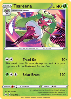 Tsareena 015/198 Chilling Reign Rare NM 2021 Reverse Holo - Image 2