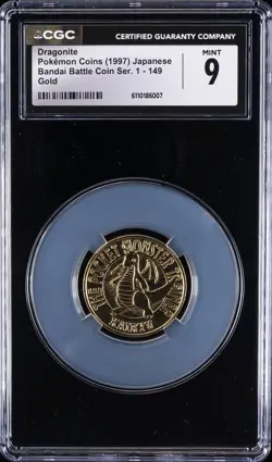 1997 POKEMON COINS JPN BANDAI BATTLE COIN SER. 1 - GOLD #149 DRAGONITE CGC 9 - Image 1