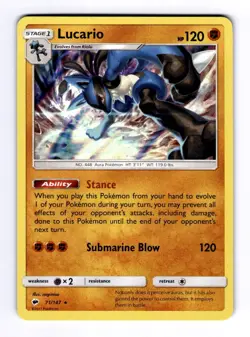 Lucario SM - Burning Shadows #71 (2017) Holo NM Pokemon - Image 1